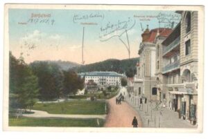 Bártfafürdő. Sétatér, Deákszálloda, Erzsébet királyné szálloda.